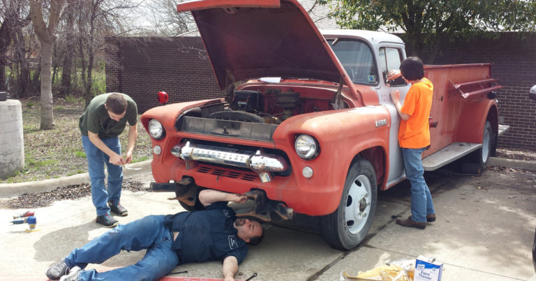 For his Eagle project, this Scout and Fire Explorer restored a 1956 Chevrolet truck