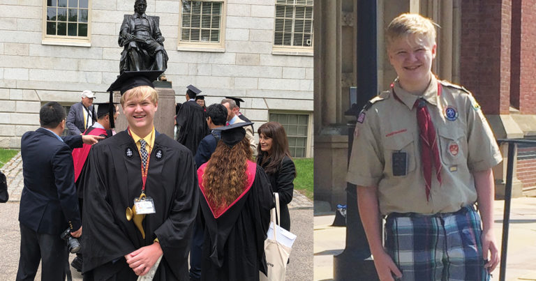 Life Scout graduates from high school and Harvard weeks apart
